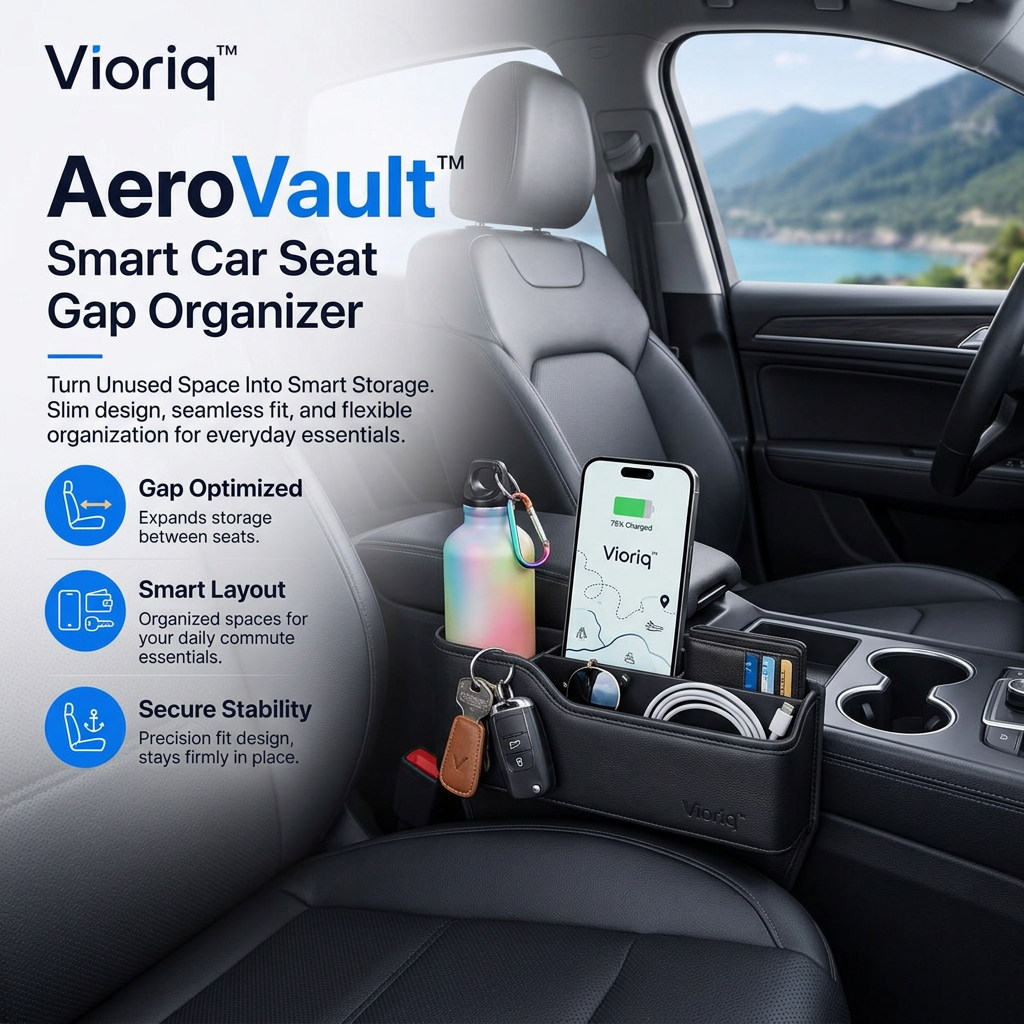 Vioriq™ AeroVault™ Smart Car Seat Gap Organizer