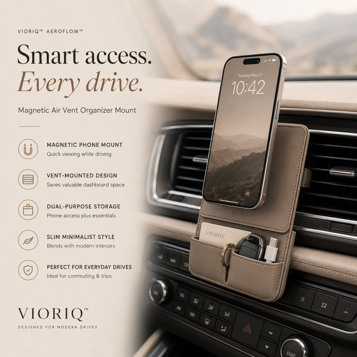 Vioriq™  Magnetic Air Vent Organizer Mount