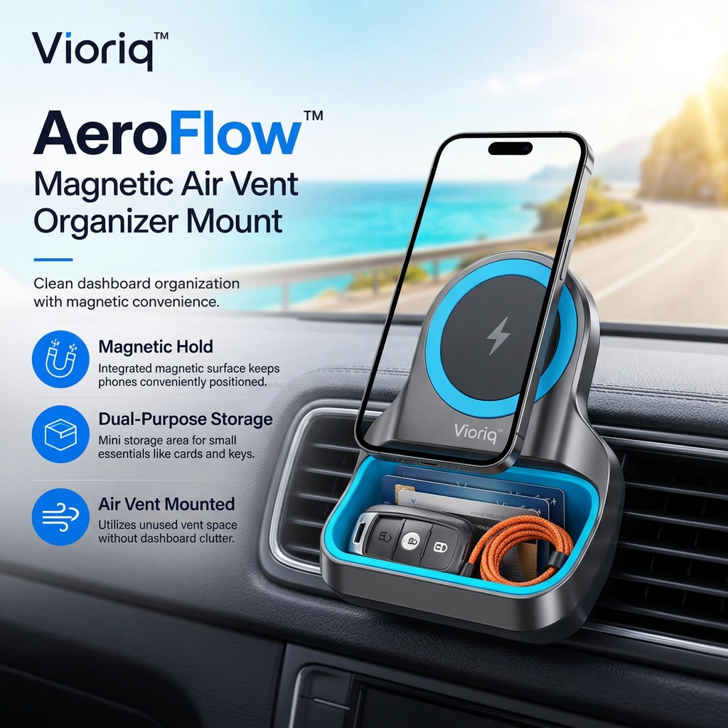 Vioriq™ AeroFlow™ Magnetic Air Vent Organizer Mount