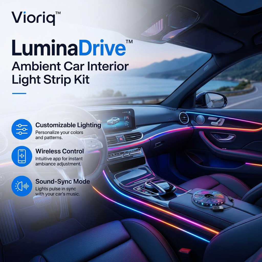 Vioriq™ LuminaDrive™ Ambient Car Interior Light Strip Kit