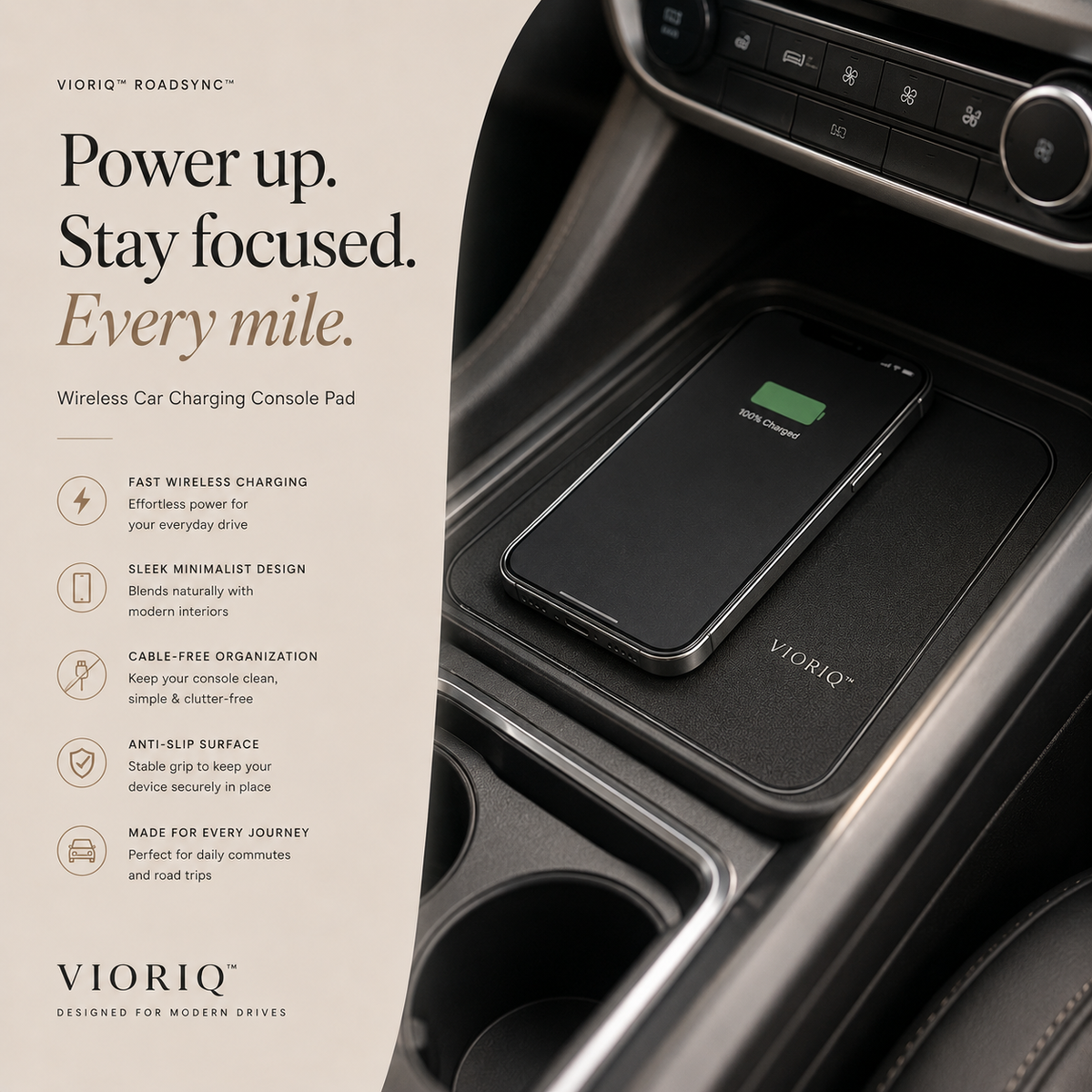 Vioriq™ RoadSync™ Wireless Car Charging Console Pad